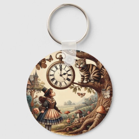 Alice & Cheshire Cat: Whimsical Wonderland Fantasy キーホルダー (正面)