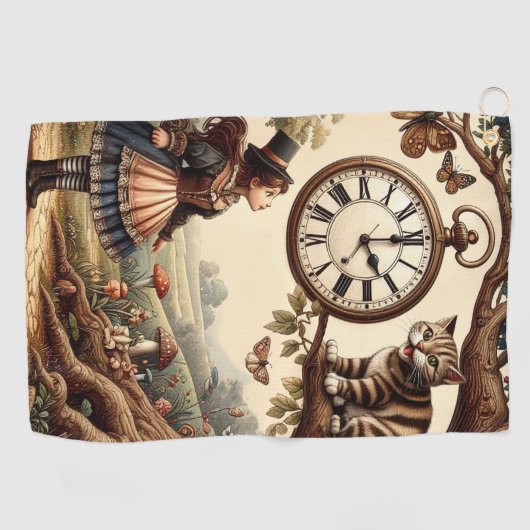 Alice & Cheshire Cat: Whimsical Wonderland Fantasy ゴルフタオル (横)