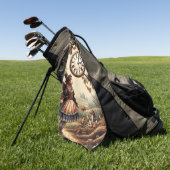 Alice & Cheshire Cat: Whimsical Wonderland Fantasy ゴルフタオル (グリーン)