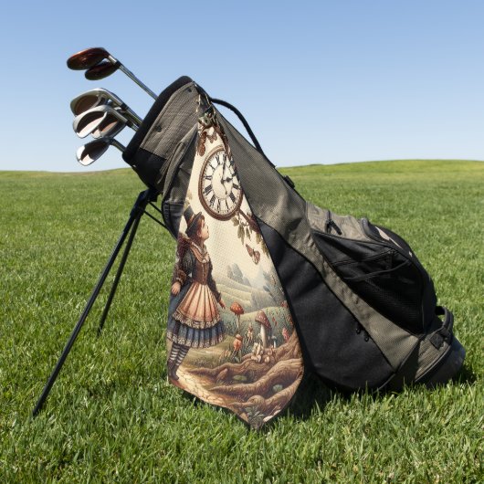 Alice & Cheshire Cat: Whimsical Wonderland Fantasy ゴルフタオル (グリーン)