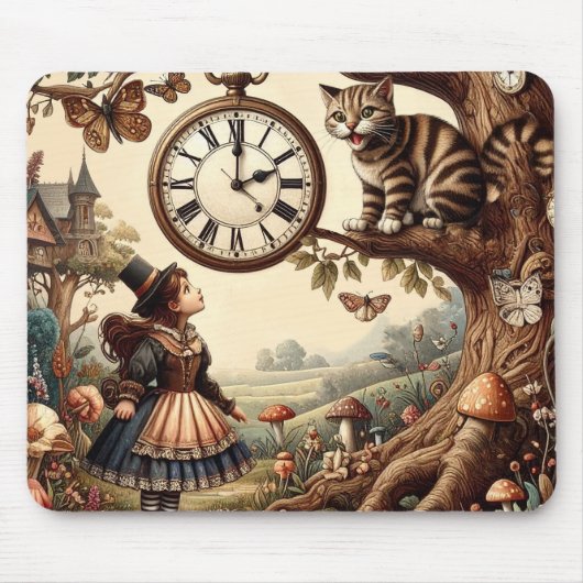 Alice & Cheshire Cat: Whimsical Wonderland Fantasy マウスパッド (正面)
