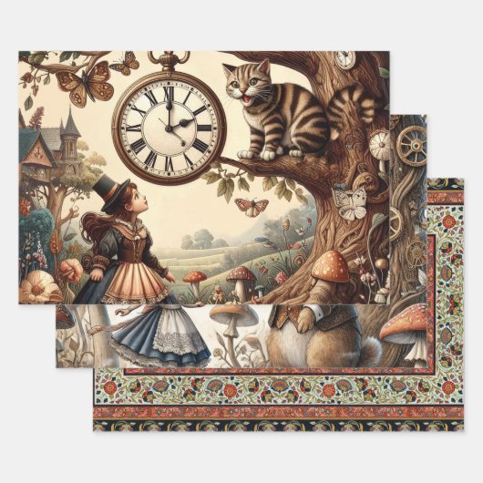 Alice & Cheshire Cat: Whimsical Wonderland Fantasy ラッピングペーパーシート (セット)