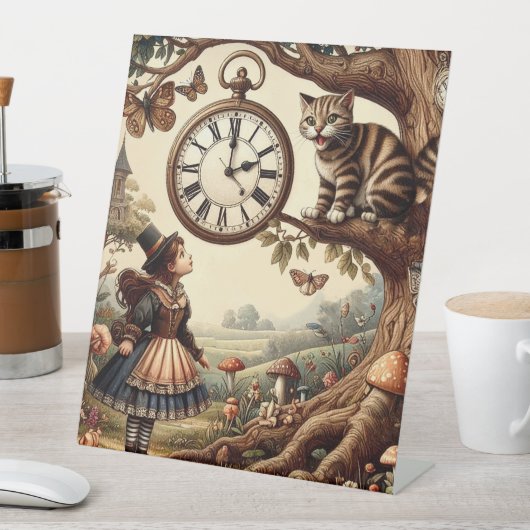 Alice & Cheshire Cat: Whimsical Wonderland Fantasy 台座サイン (インサイチュ)