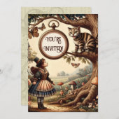 Alice & Cheshire Cat: Whimsical Wonderland Fantasy 招待状 (正面/裏面)
