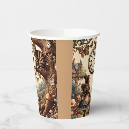 Alice & Cheshire Cat: Whimsical Wonderland Fantasy 紙コップ (左)
