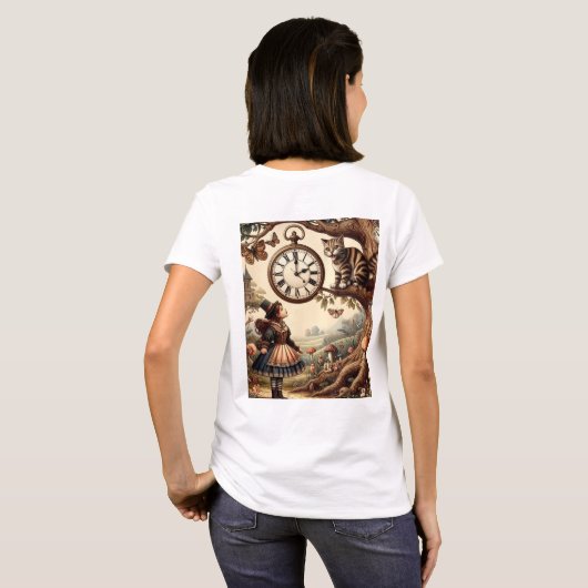 Alice & Cheshire Cat: Whimsical Wonderland Fantasy Tシャツ (裏面フル)