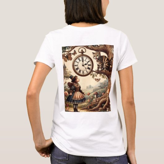 Alice & Cheshire Cat: Whimsical Wonderland Fantasy Tシャツ (裏面)