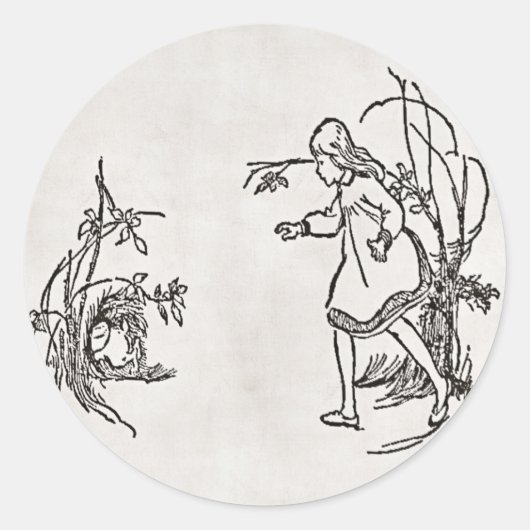 Alice Down The Rabbit Holeステッカー ラウンドシール (正面)