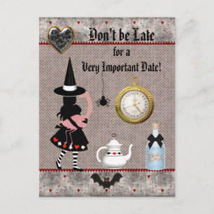 Alice Halloween Baby Shower日付を保存 案内ポストカード