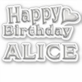 Alice Happy Birthday silver Aufkleber Sticker シール (正面)