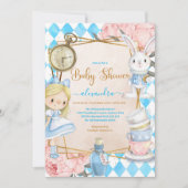 Alice in お洒落 Wonderland Baby Shower 招待状 (正面)