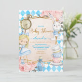 Alice in お洒落 Wonderland Baby Shower 招待状 (スタンド正面)