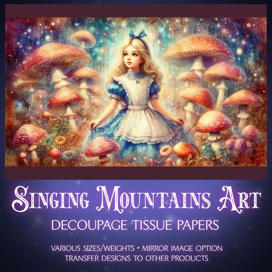 Alice in Dreamy Mushroom Wonderland Decoupage 薄葉紙