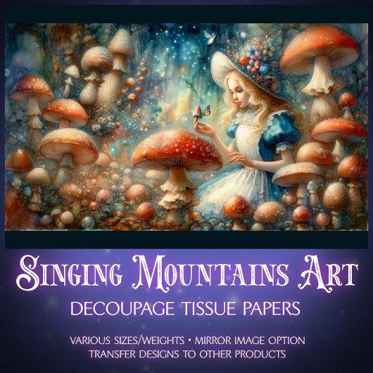 Alice In Fairytale Mushroom Forest Decoupage 薄葉紙