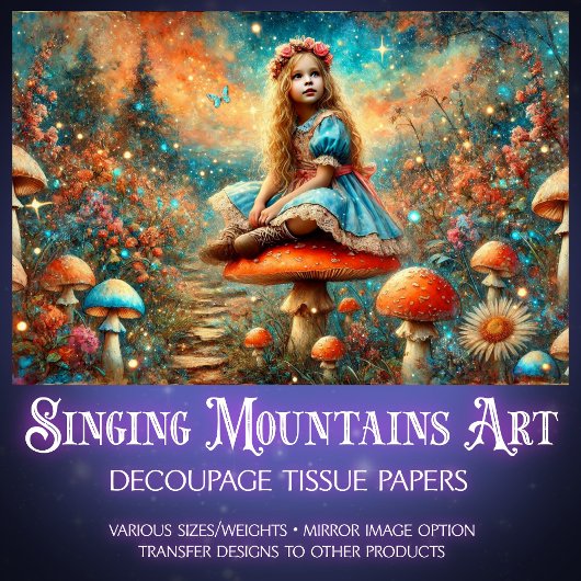 Alice In Mushroom Wonderland  Dreamscape Decoupage 薄葉紙