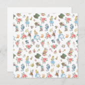 Alice in Onederlandをテーマにした誕生日パーティナプキンス 招待状 (正面/裏面)