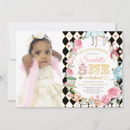 Alice in ONEderland不機嫌ティーパーティー1st誕生日 招待状 (正面)