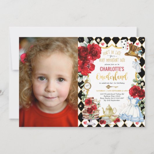 Alice in Onederland不機嫌Hatter 1st Birthday Tea 招待状 (正面)