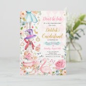 Alice In OneDerland誕生日お洒落ティーパーティー 招待状 (スタンド正面)