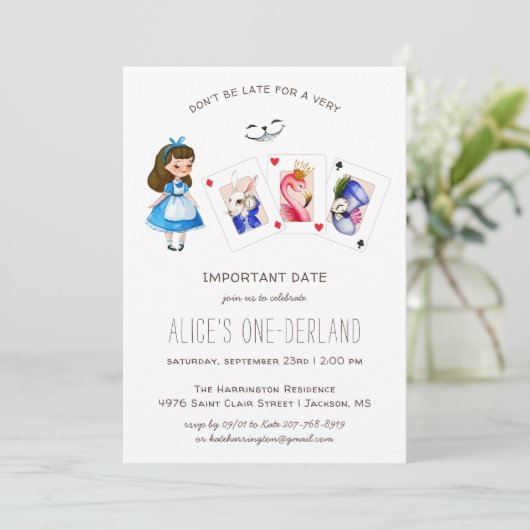 Alice In OneDerland誕生日お洒落ティーパーティー 招待状 (スタンド正面)