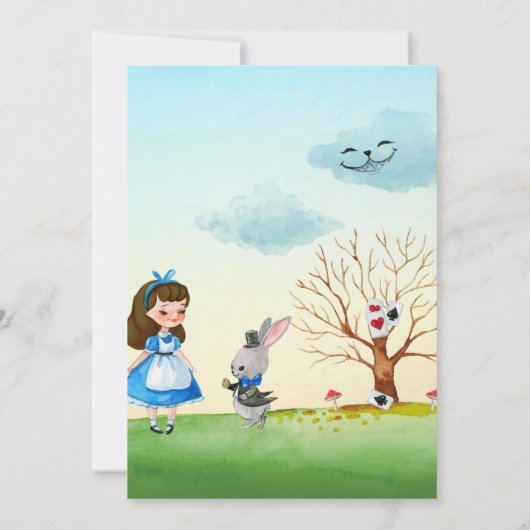 Alice In OneDerland誕生日お洒落ティーパーティー 招待状 (裏面)