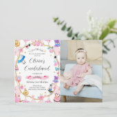 Alice in Onederland 1st誕生日ピンク写真 招待状 (スタンド正面)