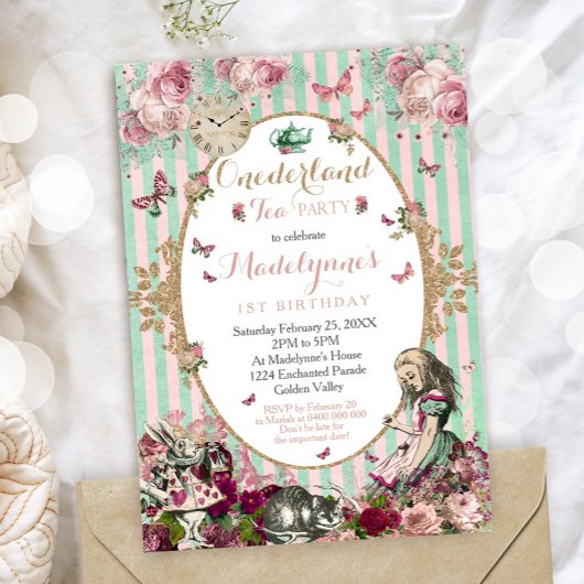 Alice in Onederland 1st Birthday招待状 招待状