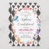 Alice in Onederland 1st Birthday Black 招待状 (正面/裏面)