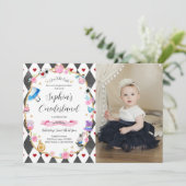 Alice in Onederland 1st Birthday Black Photo 招待状 (スタンド正面)