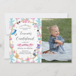 Alice in Onederland 1st Birthday Blue写真 招待状