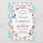 Alice in Onederland 1st Birthday Blue 招待状 (正面/裏面)