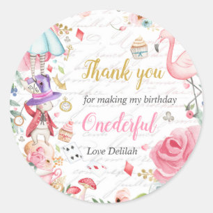 Alice in Onederland 1st Birthday Tea Partyお願い ラウンドシール