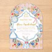 Alice in ONEderland 1st Birthday Whimsical アクリル招待状 (正面)