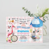 Alice in ONEderland birthday teaパーティーピンク 招待状 (スタンド正面)