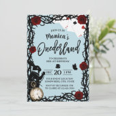 Alice in Onederland Blue Cute Girl 1st誕生日 招待状 (スタンド正面)