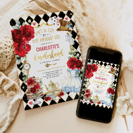 Alice in Onederland Red Roses 1st Birthday Tea 招待状