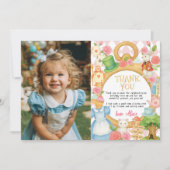 Alice in Onederland Teaパーティー誕生日写真 サンキューカード (正面)