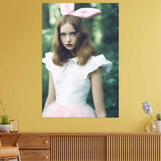 Alice in the Forestのファッション期限切れフィルムフォト キャンバスプリント (インサイチュ (リビング))