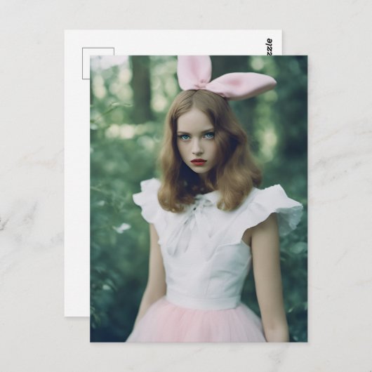 Alice in the Forestのファッション期限切れフィルムフォト ポストカード (正面/裏面)