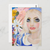 Alice in the Garden of Live Flowers 絵画's ポストカード (正面/裏面)