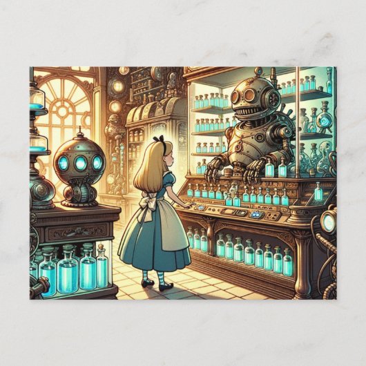 Alice in the Steampunk Apothecary Postague ポストカード (正面)