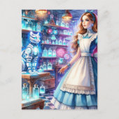 Alice in the Steampunk Apothecary With Robot Cat ポストカード (正面)
