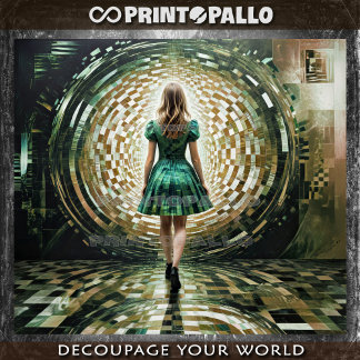 Alice in the Wonderland entering the rabbit hole 薄葉紙