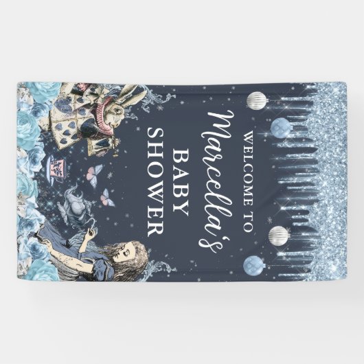 Alice in Winter Wonderland赤ちゃんシャワーのバナー 横断幕 (横)