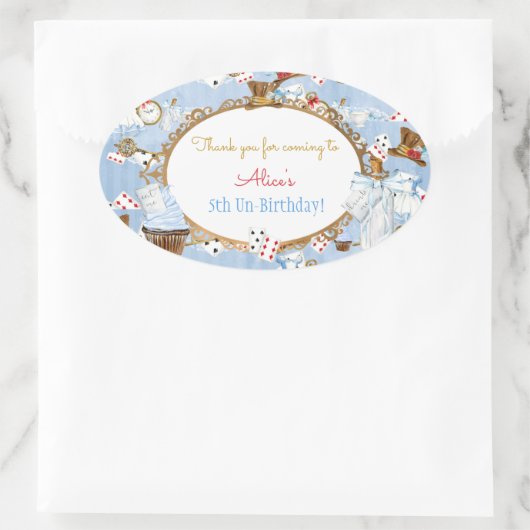 Alice in Wonderlandお願いギフトありがとう 楕円形シール (バッグ)