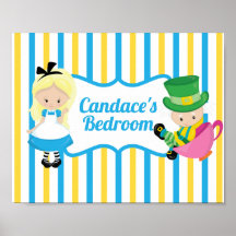 Alice in Wonderlandかわいいキッズパーソナライズされたベッドルーム