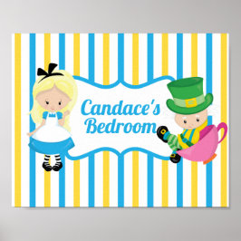 Alice in Wonderlandかわいいキッズパーソナライズされたベッドルーム ポスター