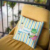 Alice in Wonderlandかわいいキッズモノグラムブルーイエロー クッション