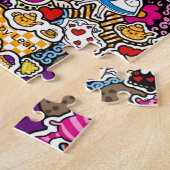 Alice in Wonderlandかわいいズドゥードルアートキッズガールズ ジグソーパズル (側面)