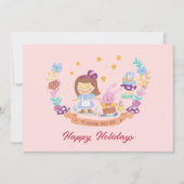 Alice in Wonderlandかわいい水色ピンクの写真 シーズンカード (正面)